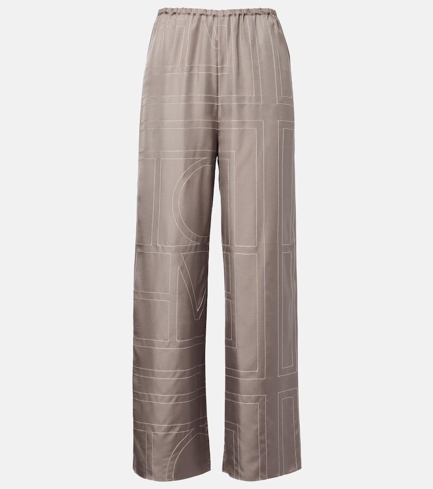 Toteme Logo silk twill pajama pants