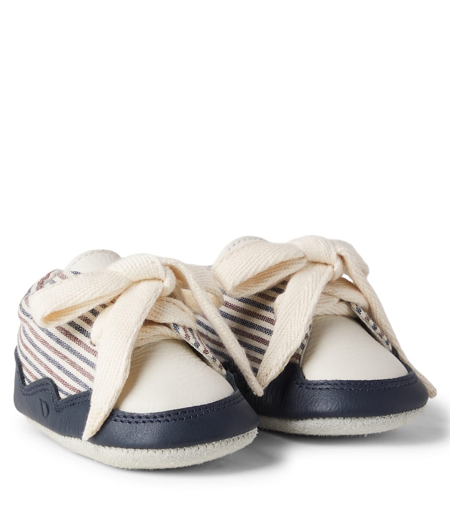 Donsje Baby Pluksel Leather-trimmed Striped Booties In Multi
