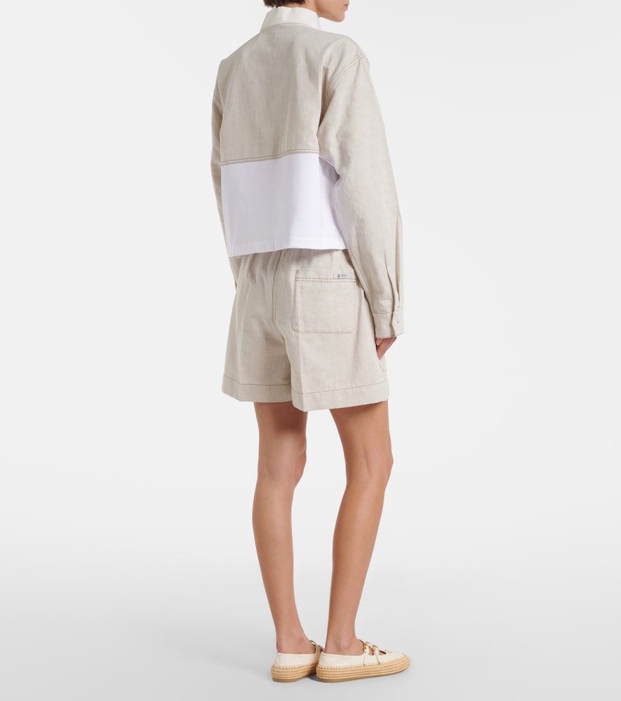  Prada Prada Cotton And Linen Chambray Shorts 