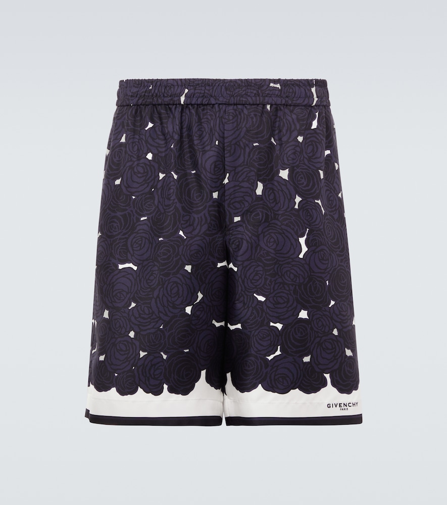 Givenchy Men's Blue Floral Silk Twill Shorts Uk Size 36