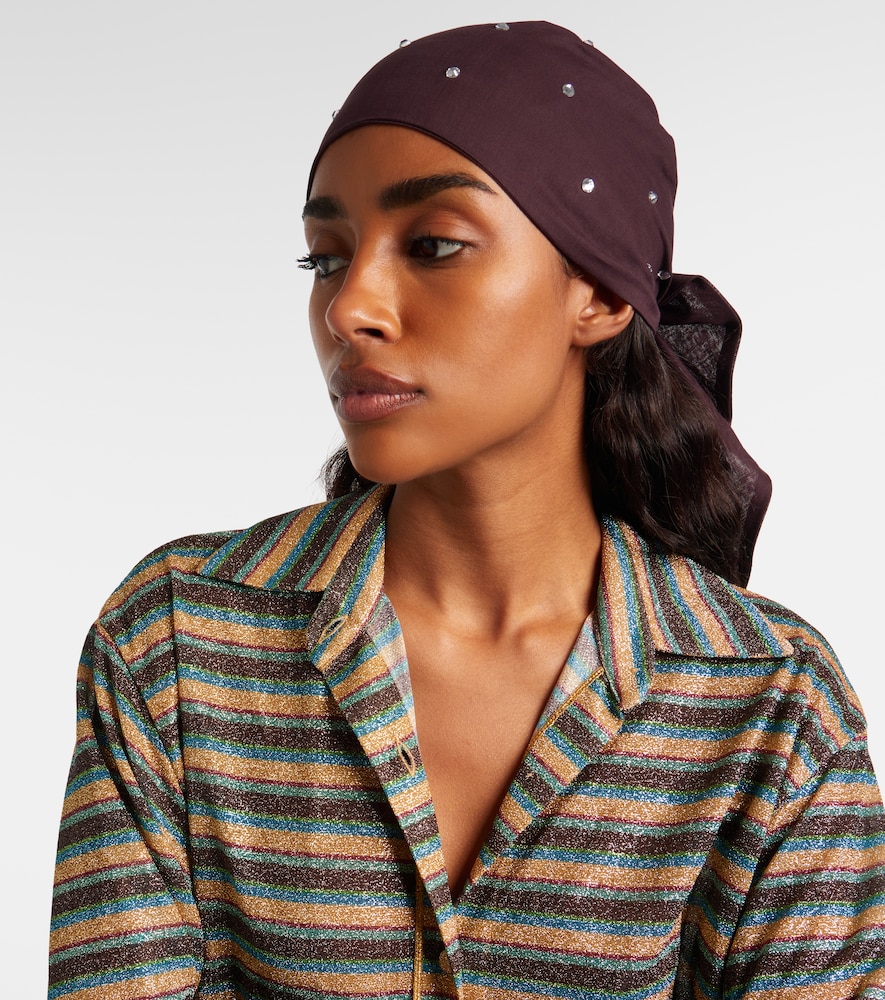 Oséree Embellished cotton and silk scarf