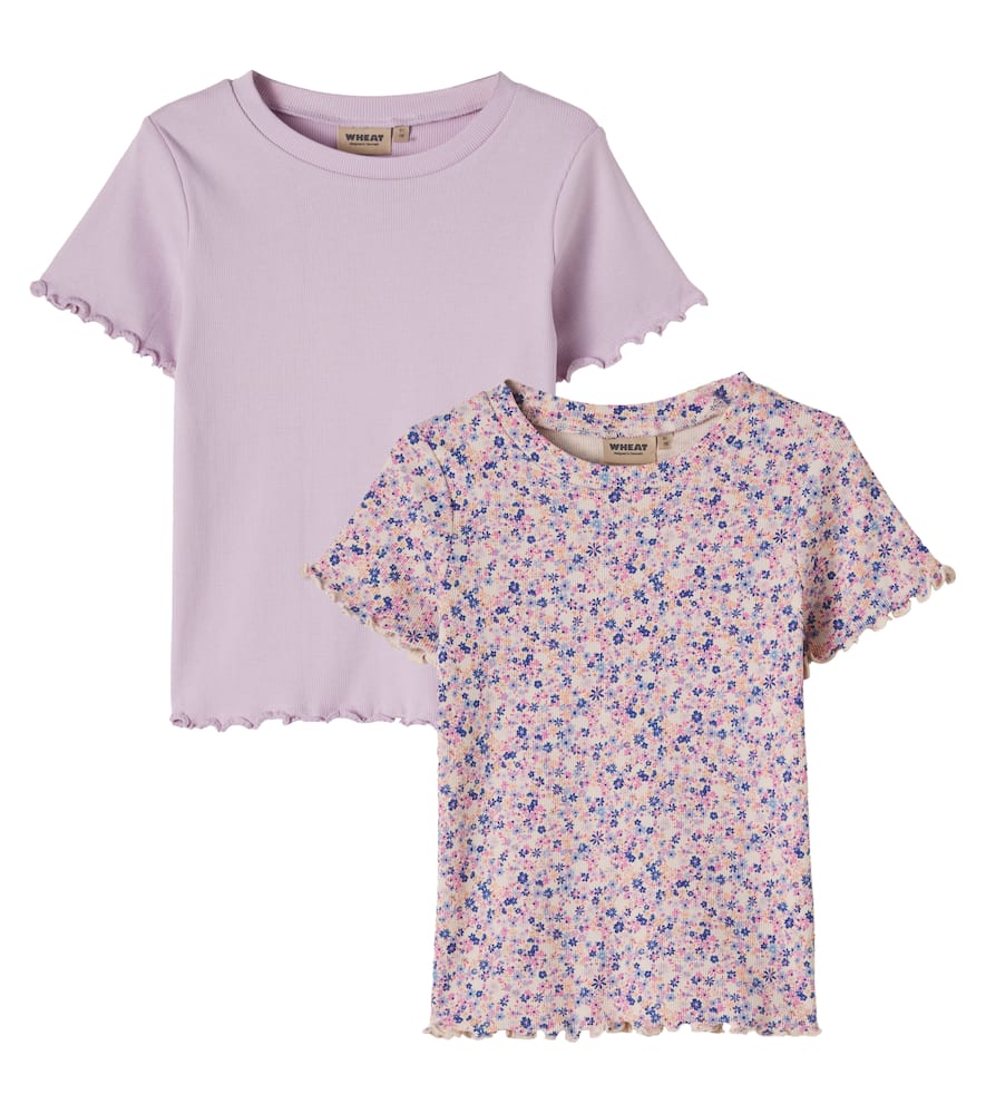 Wheat Kids' Alicia Set Of 2 Ribbed-knit Cotton T-shirts In Multi