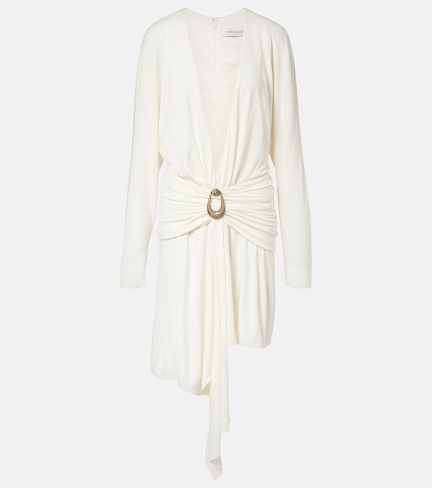 Christopher Esber Women's White Stone Pin Draped Jersey Minidress UK Size 10 - Mytheresa