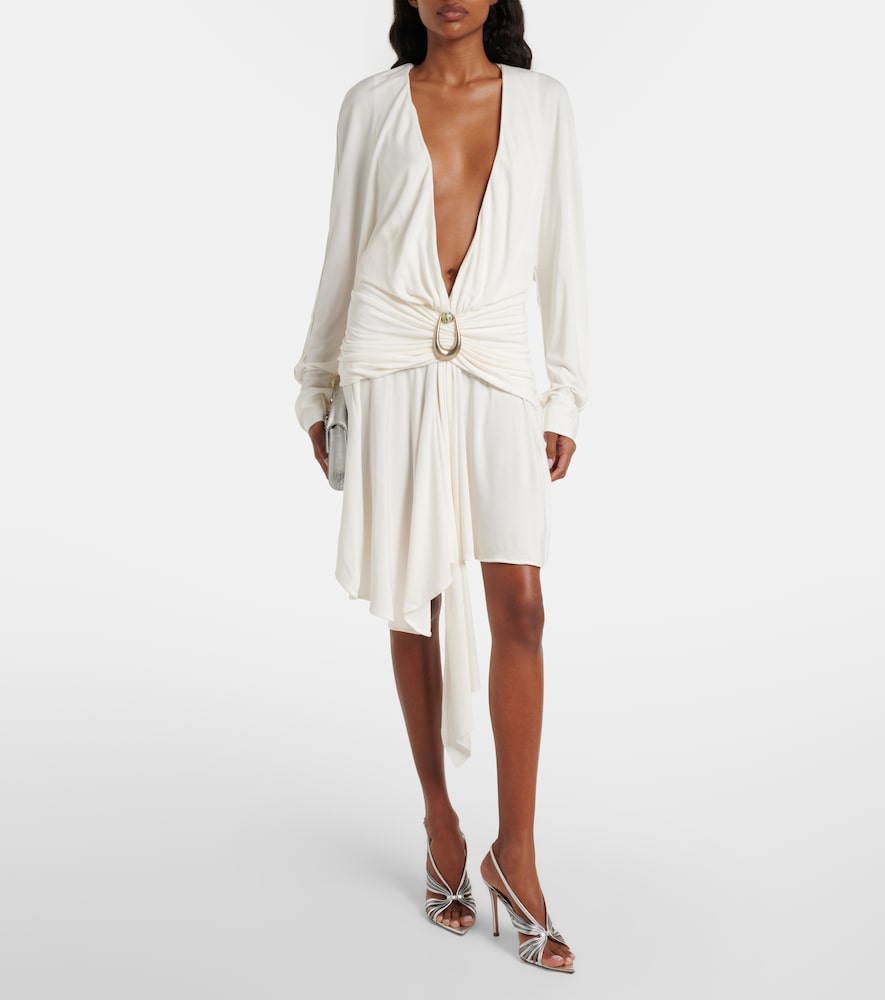  Christopher Esber Christopher Esber Stone Pin Draped Jersey Minidress 