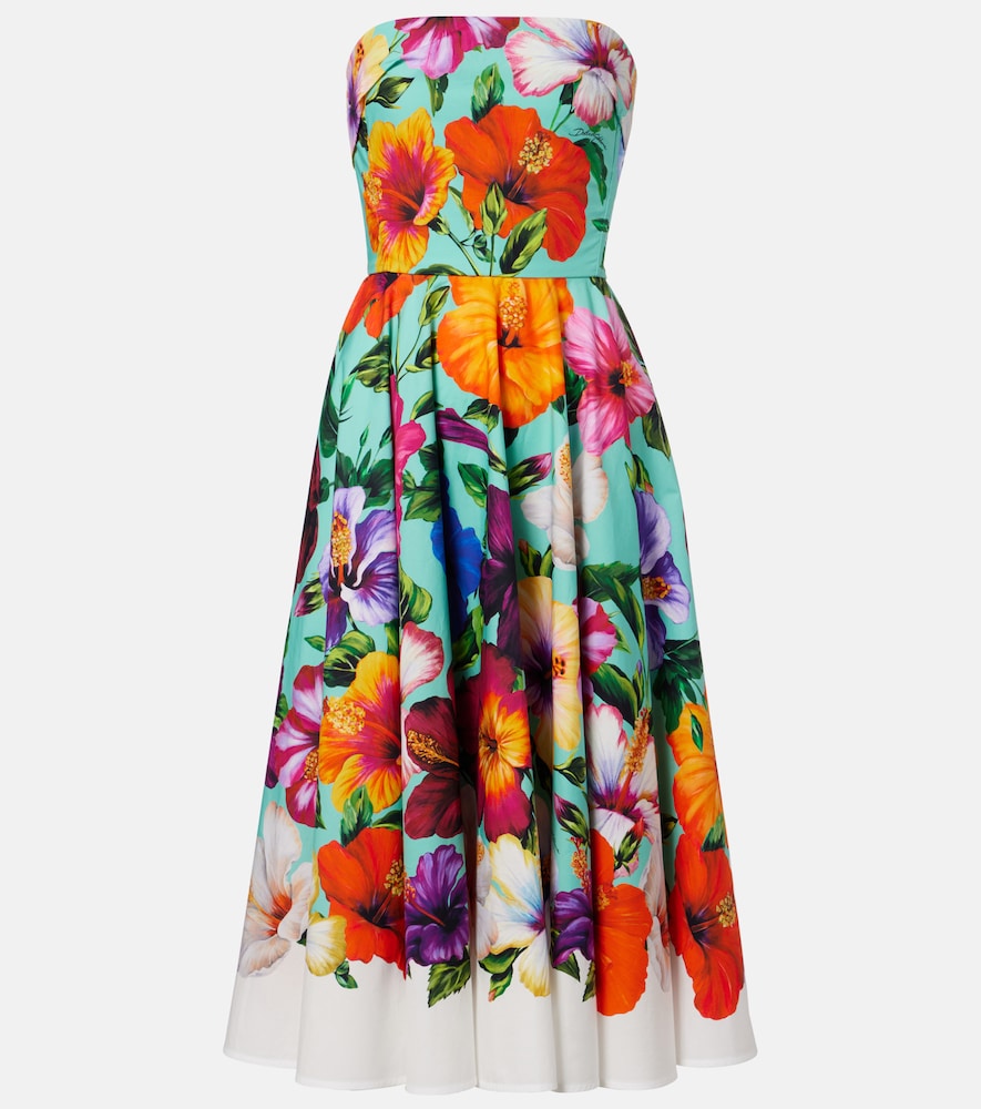 Dolce & Gabbana Floral cotton bustier dress