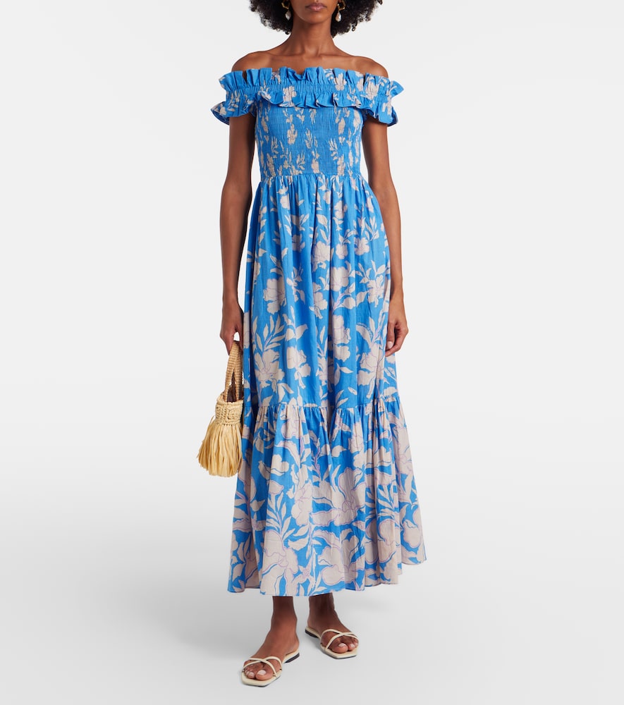 Poupette St Barth Suzanne shirred cotton muslin maxi dress