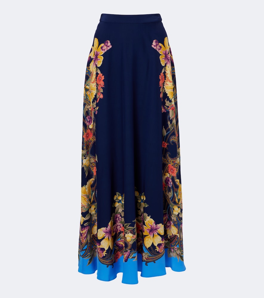Etro Maxirock Aus Seiden-Crêpe De Chine Bedruckt Damen Blau Xxs