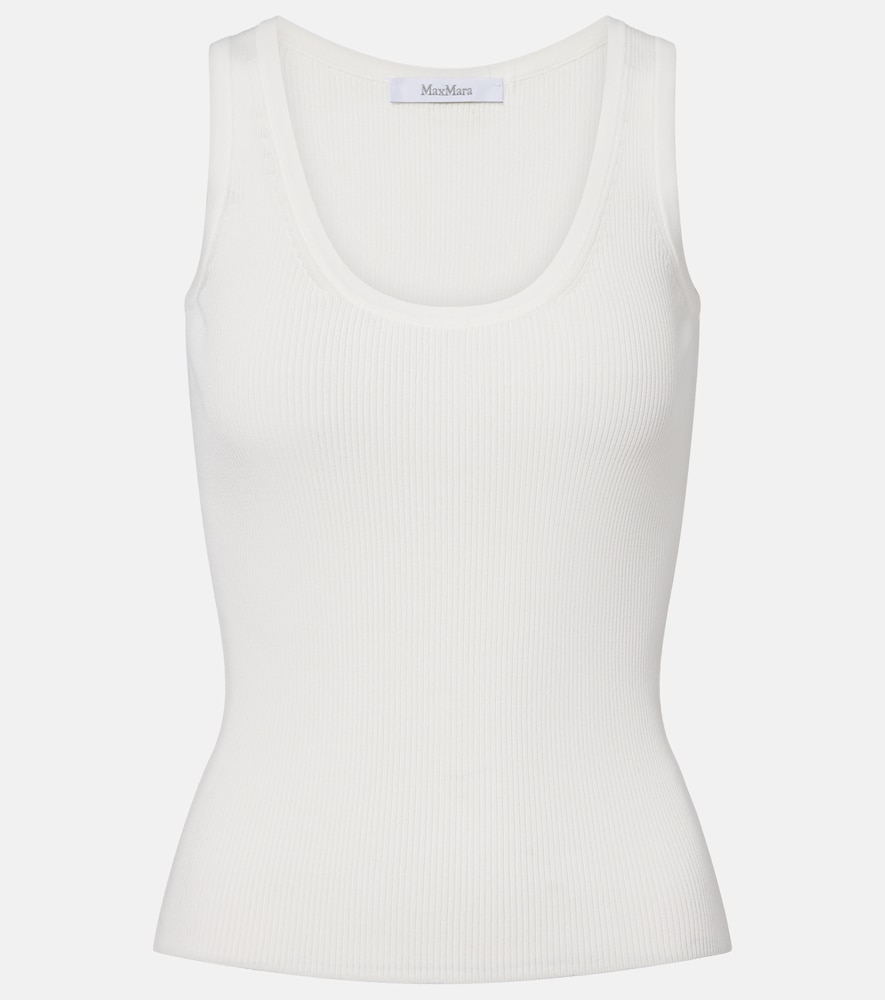 Max Mara Women's White Ribbed-Knit Jersey Tank Top UK Size 18 - Mytheresa