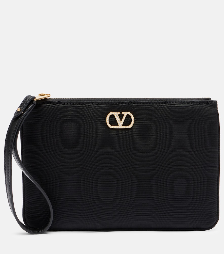 Valentino Garavani VLogo Swarovski-embellished moiré pouch