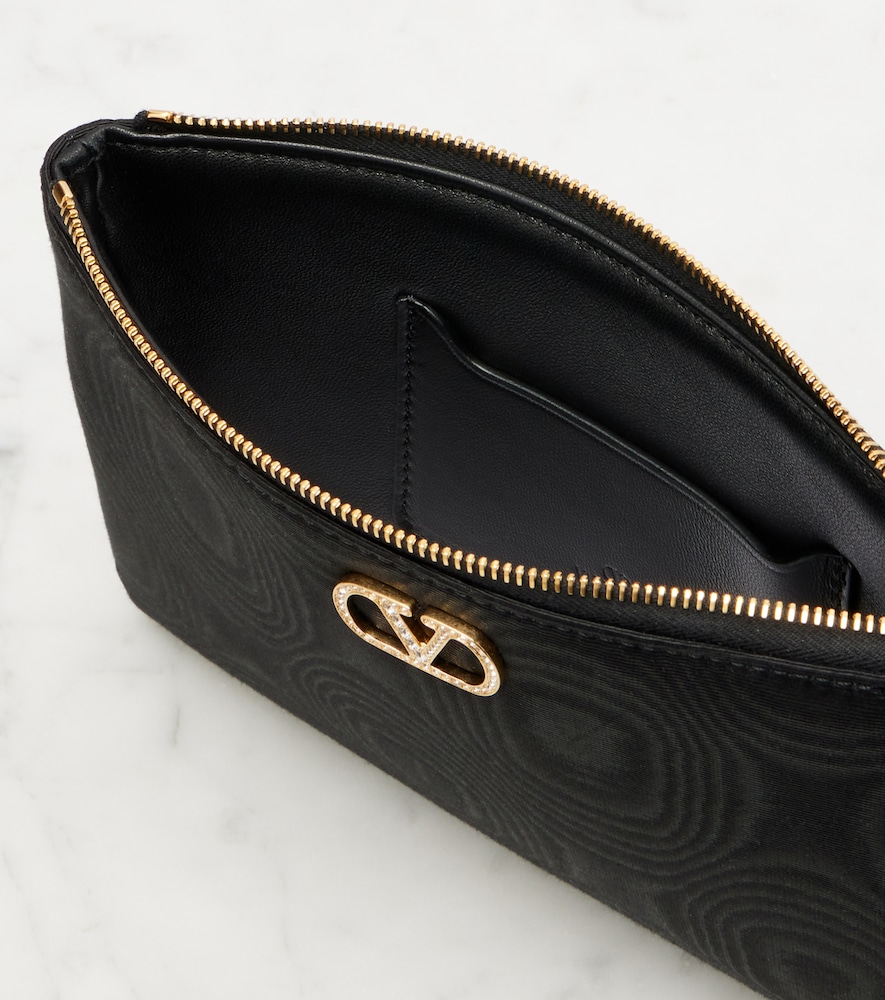  Valentino Garavani Valentino Garavani Vlogo Swarovskiâ®-embellished Moirã© Pouch 