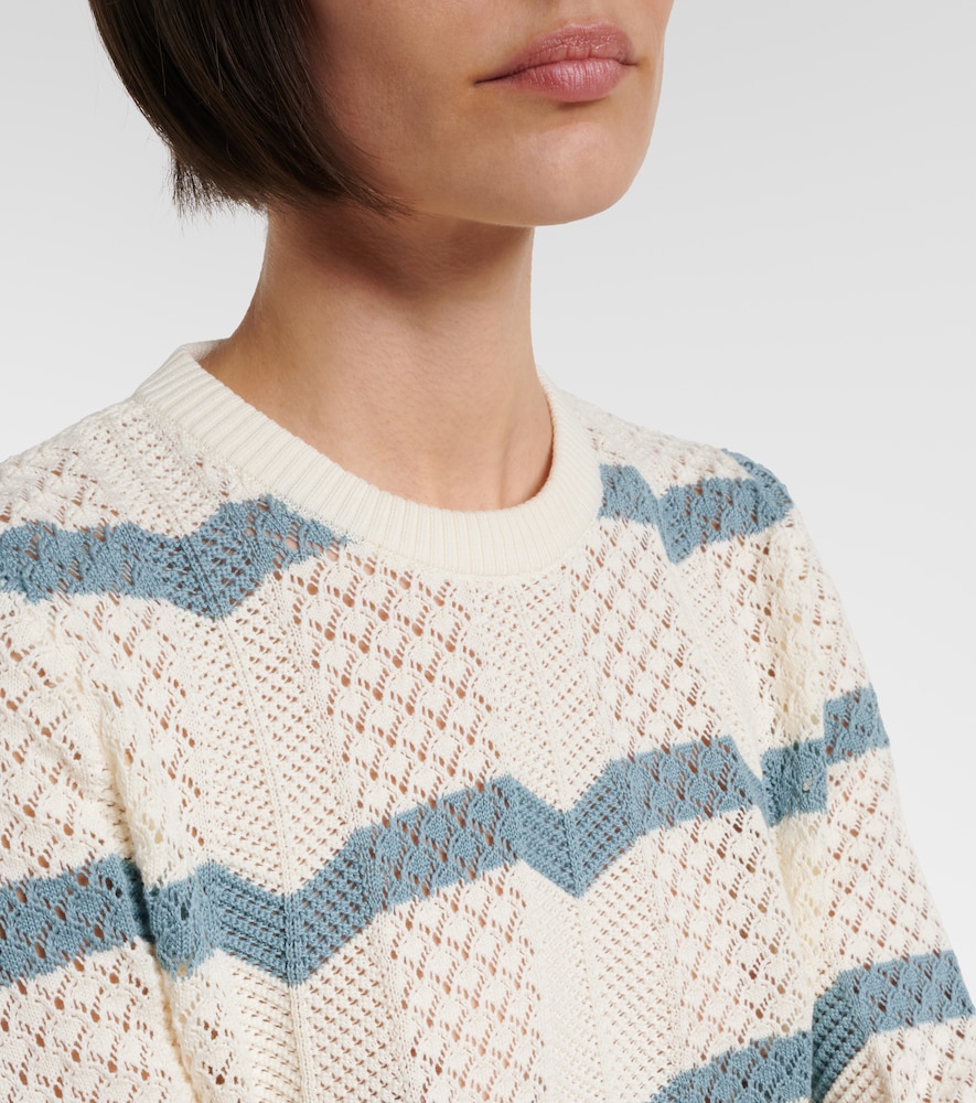  La Doublej La Doublej Chevron Crochet Cropped Cotton Sweater 
