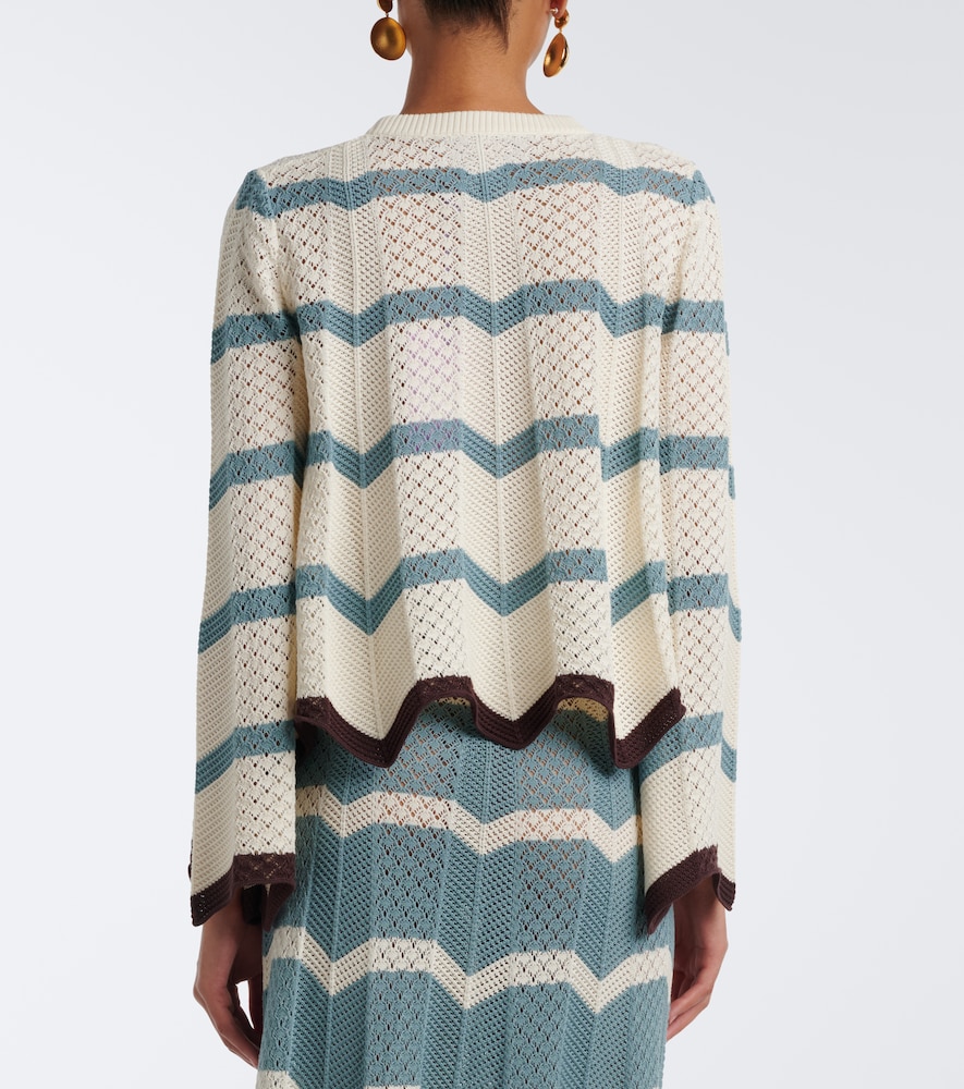 Chevron Crochet Cropped Cotton Sweater