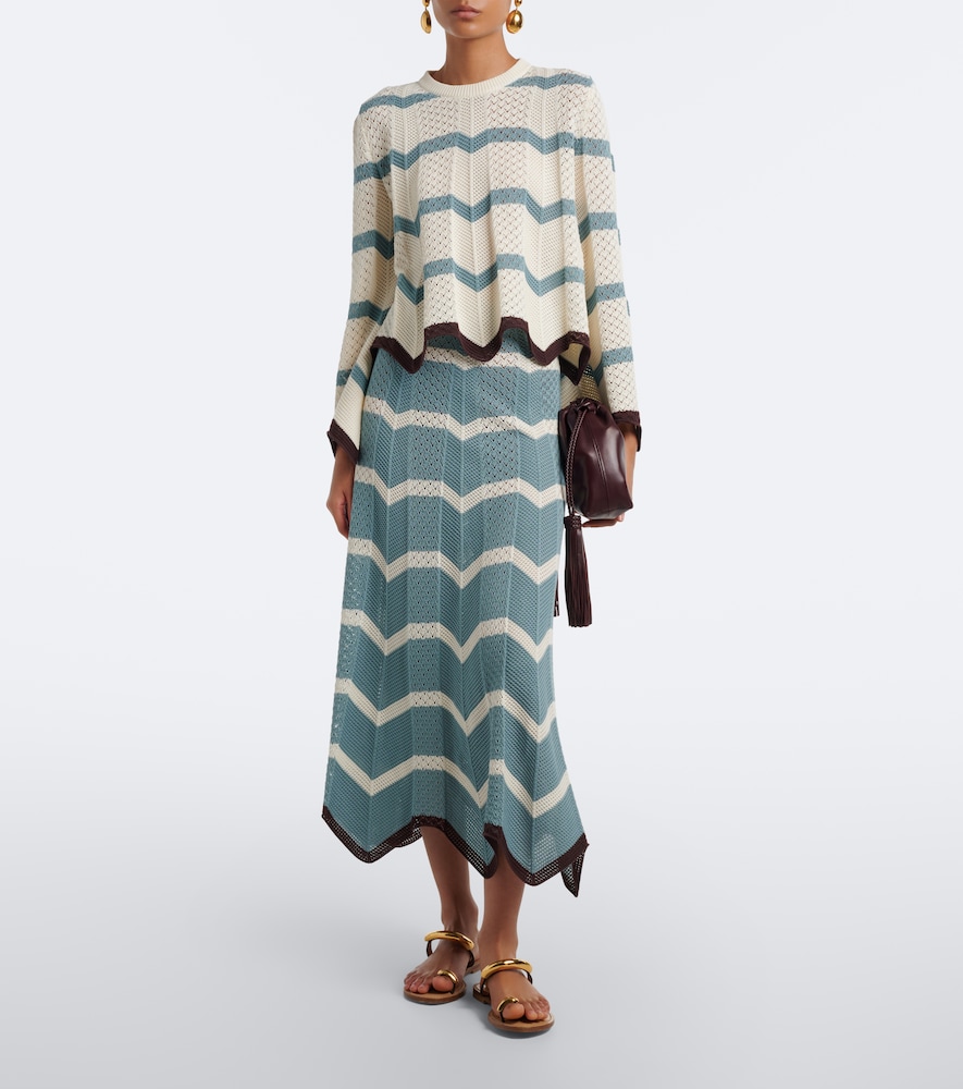 Chevron Crochet Cropped Cotton Sweater