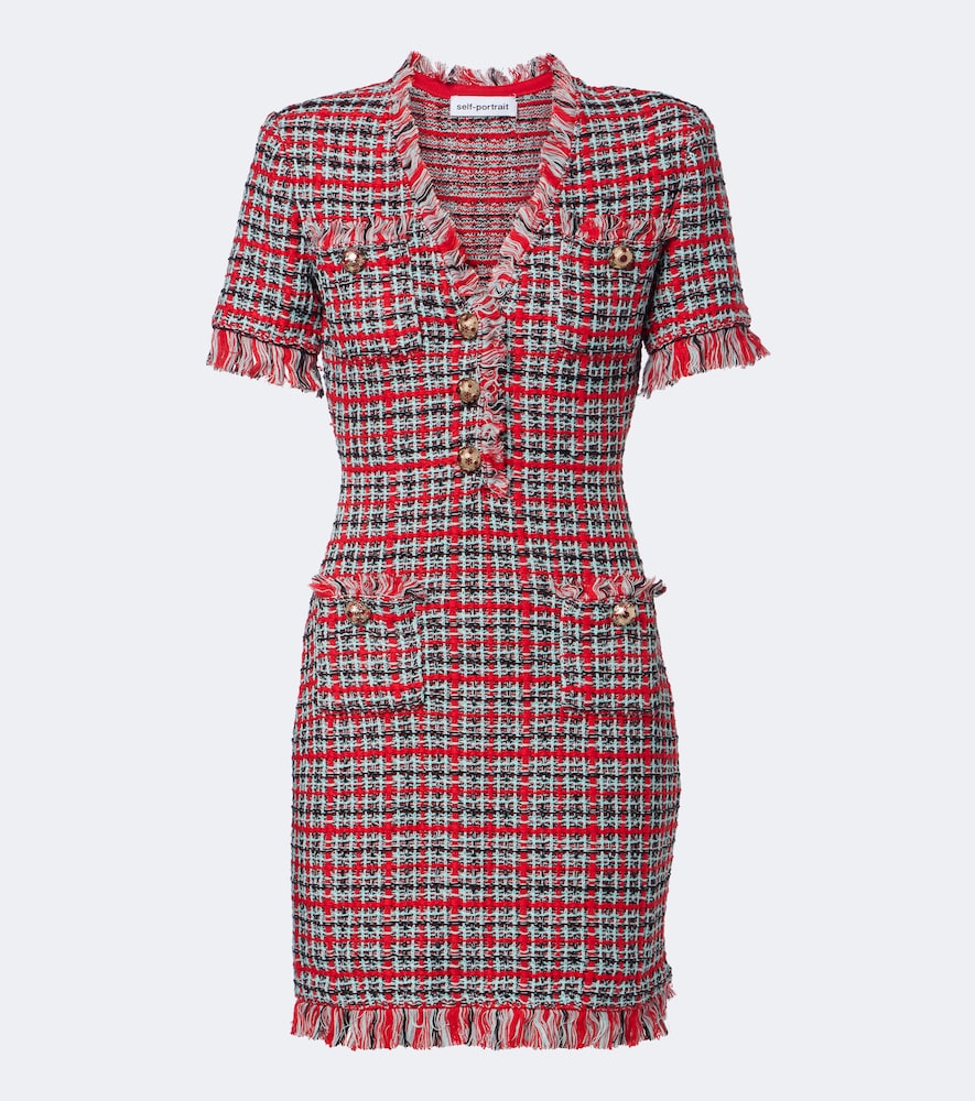 Self-Portrait Robe en coton et laine mlangs carreaux 490$