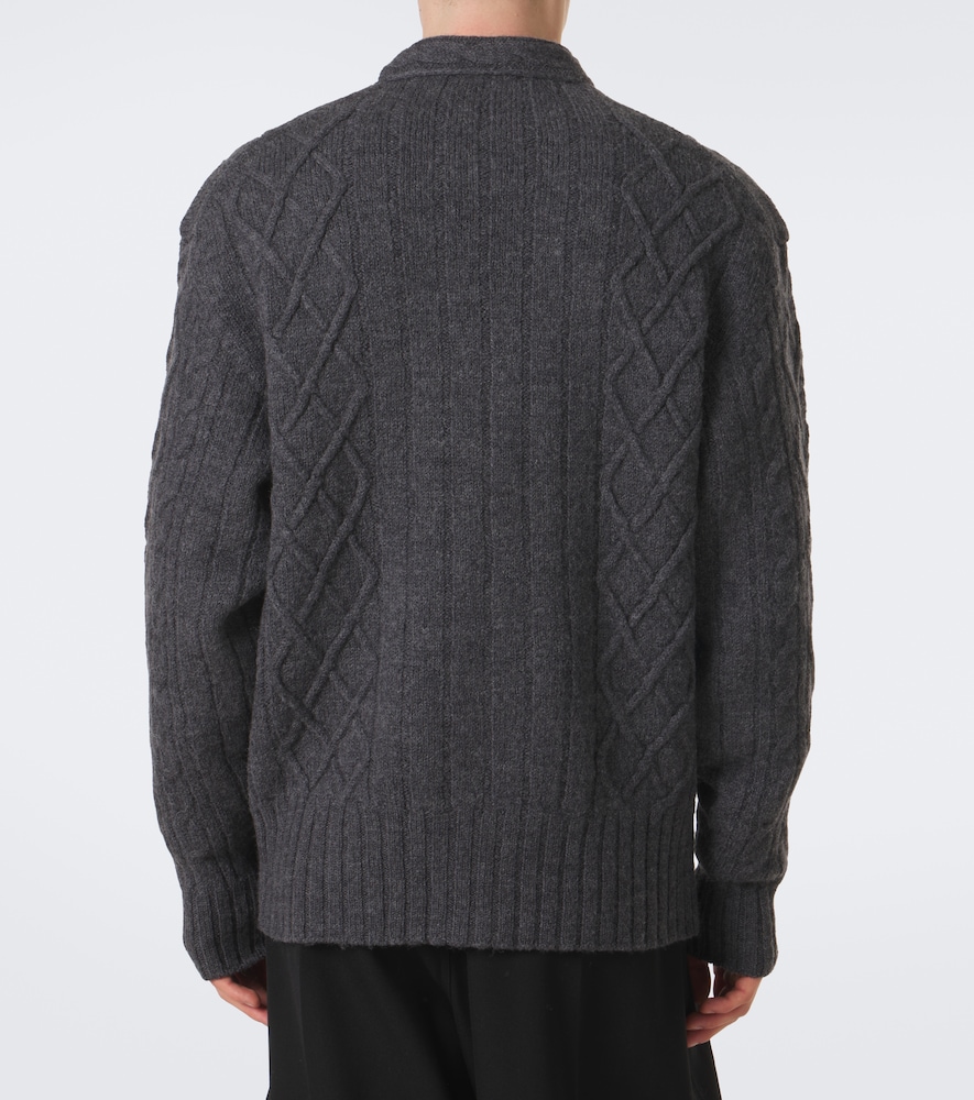 Cable-Knit Embellished Virgin Cardigan