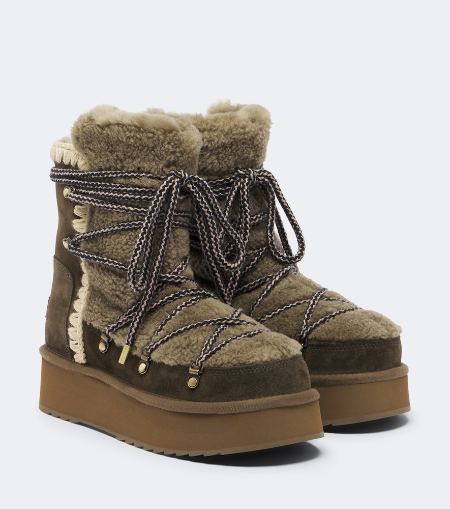 Ankle Boots aus Shearling und Veloursleder