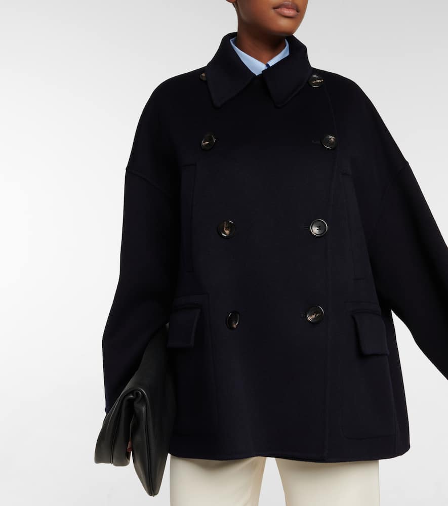 Shop Loro Piana Roman Cashmere Pea Coat In Blue Navy