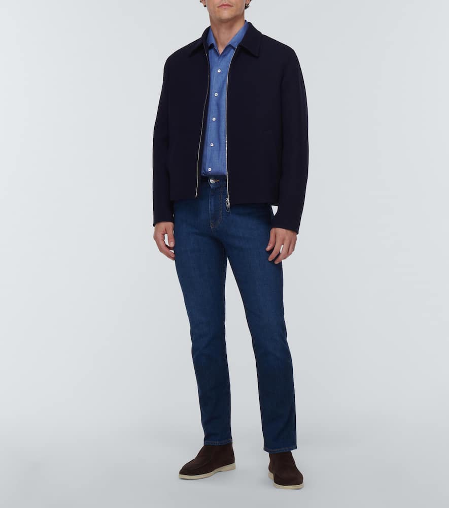 Shop Loro Piana Maurin Wool Blouson Jacket In Very Dark Blue