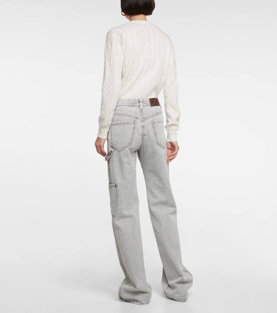 Shop Brunello Cucinelli High-rise Straight Jeans In Stone Denim