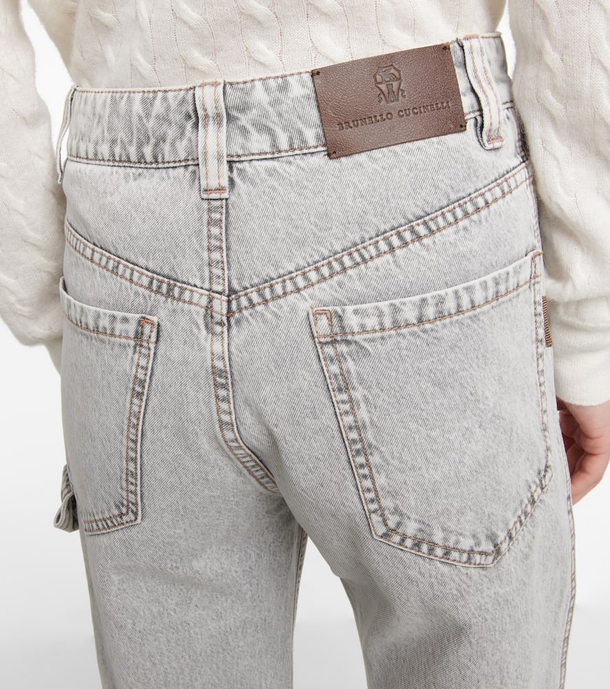 Shop Brunello Cucinelli High-rise Straight Jeans In Stone Denim