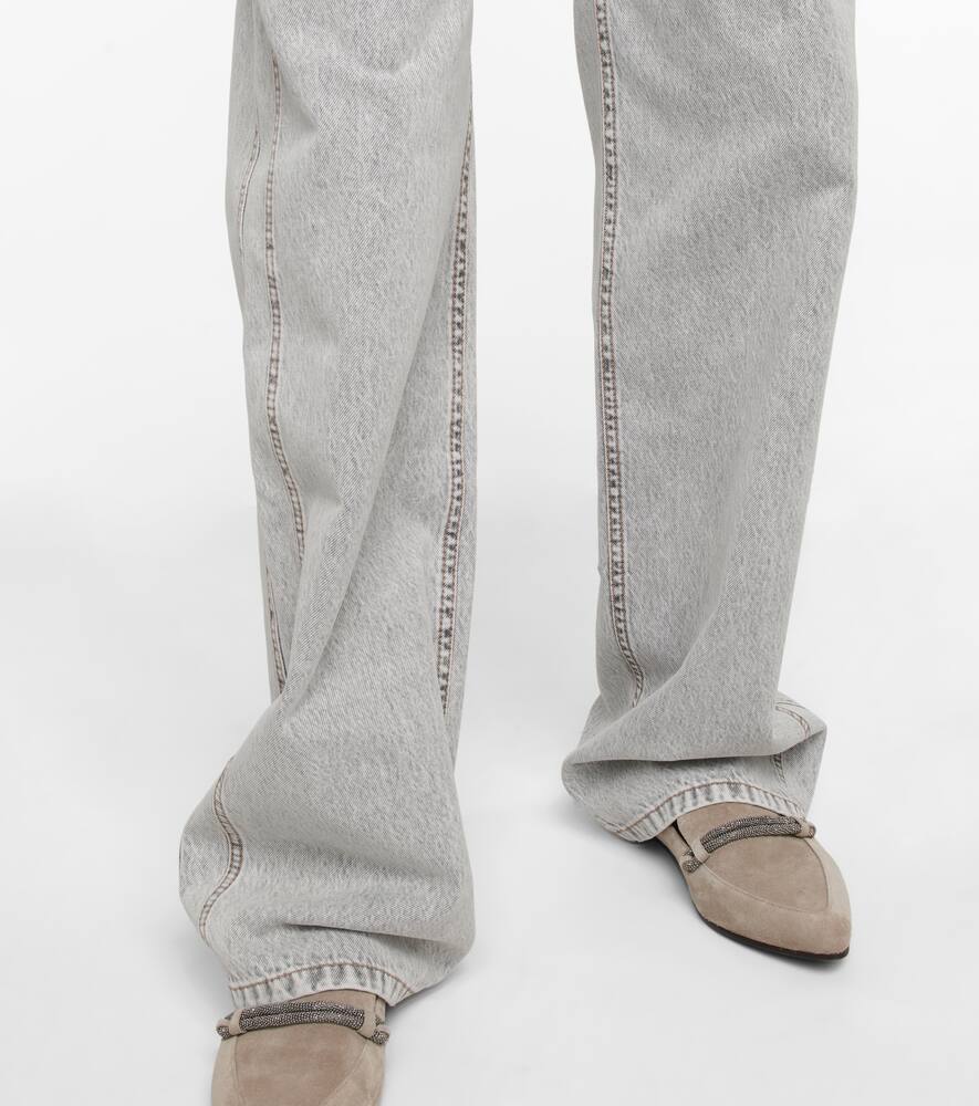 Shop Brunello Cucinelli High-rise Straight Jeans In Stone Denim