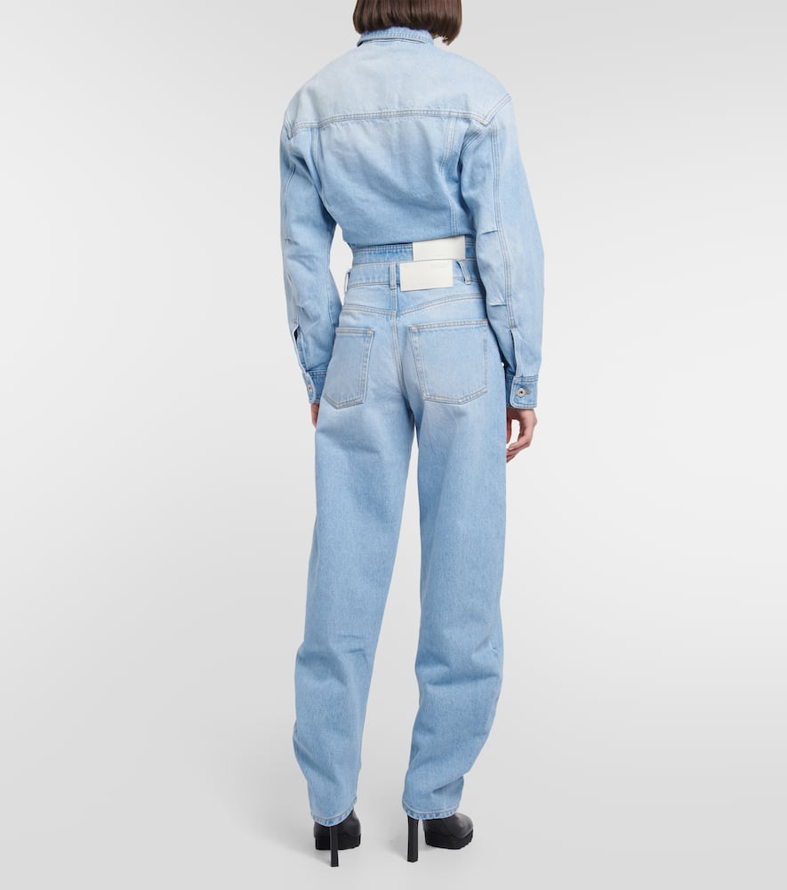 Shop Off-white Toybox Cropped Denim Jacket In Light Blue