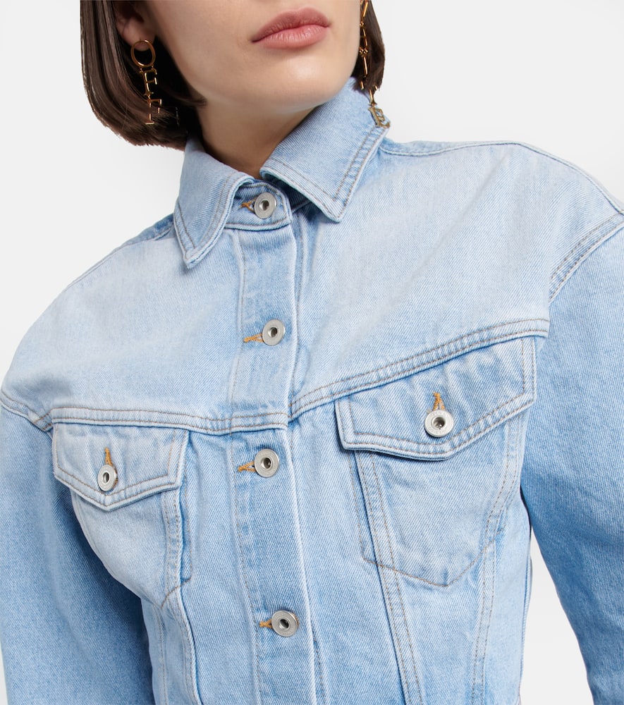 Shop Off-white Toybox Cropped Denim Jacket In Light Blue