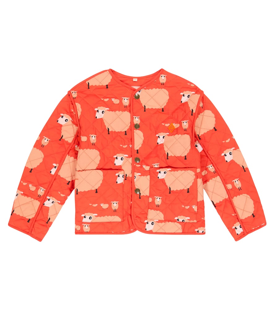 The Animals Observatory Sheep Print Reversible Cotton Jacket In Red Sheep