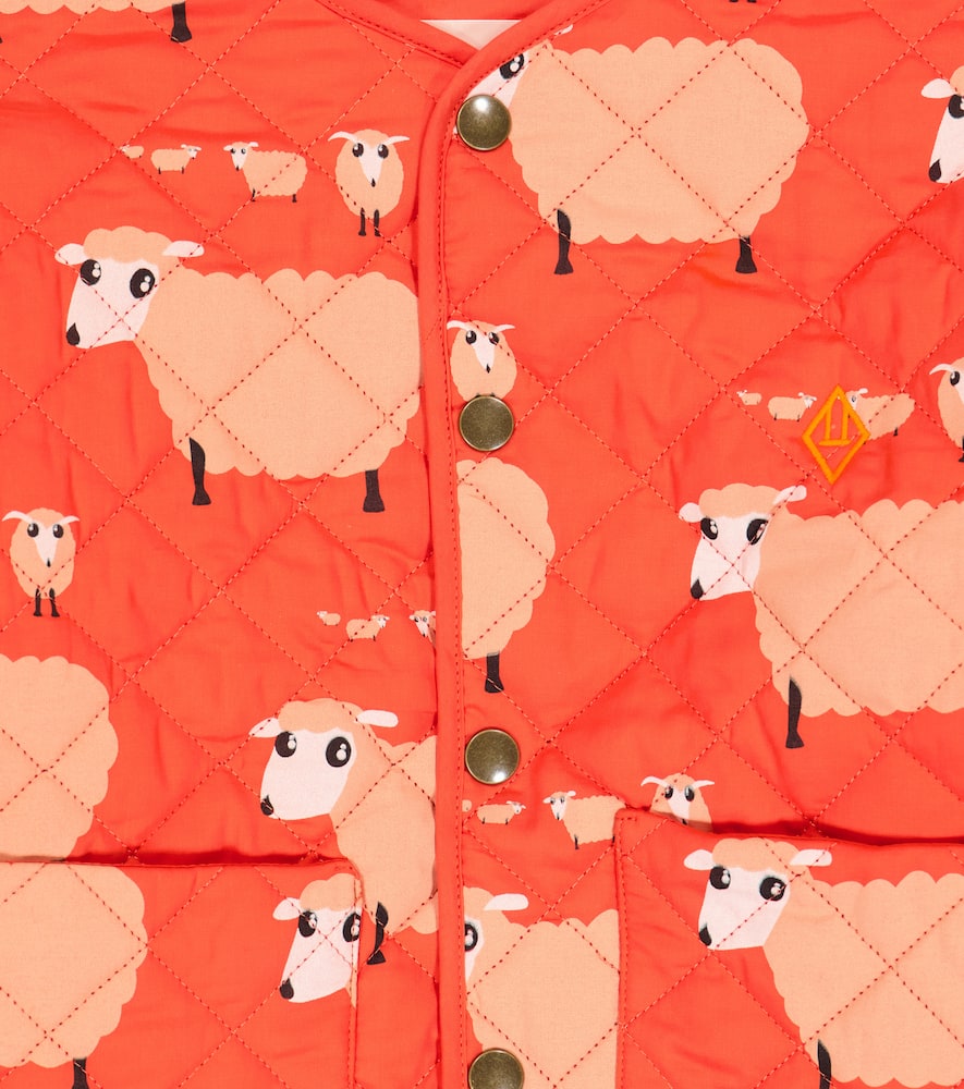 The Animals Observatory Sheep Print Reversible Cotton Jacket In Red Sheep