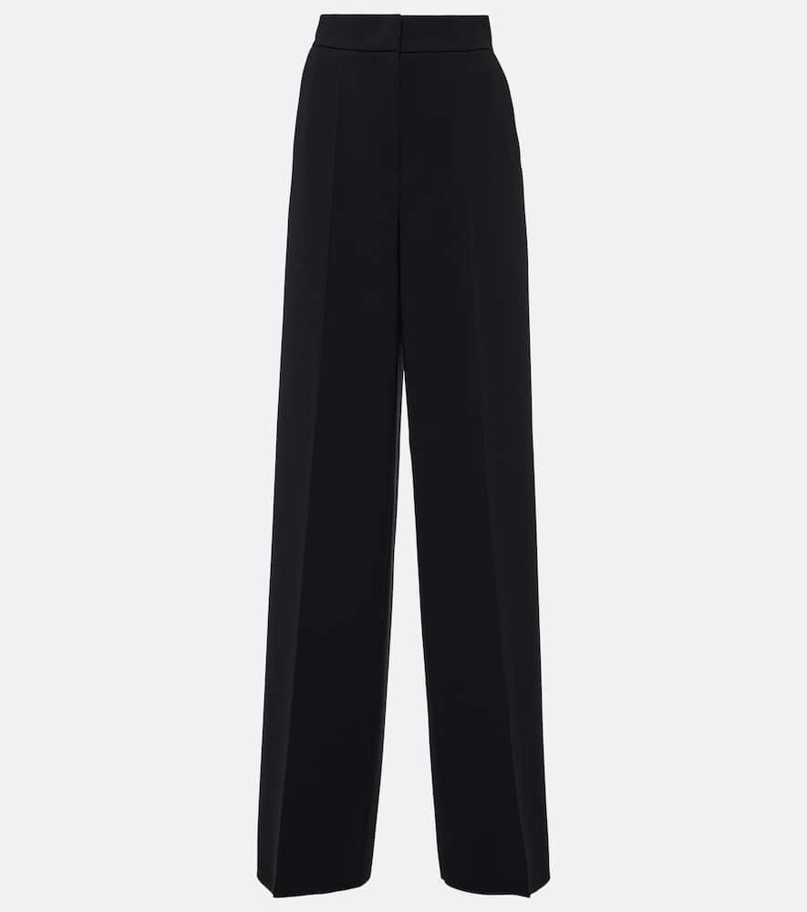 Max Mara Ercole High-rise Wide-leg Crepe Pants In Black