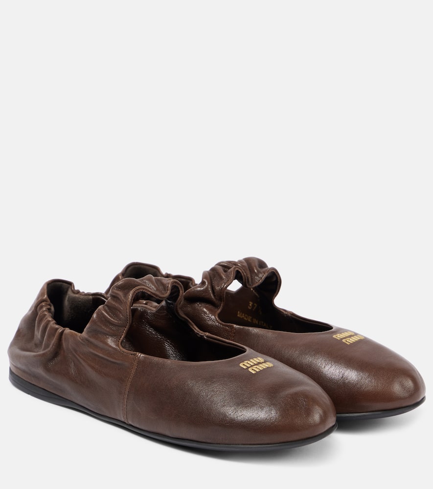 Logo leather ballet flats