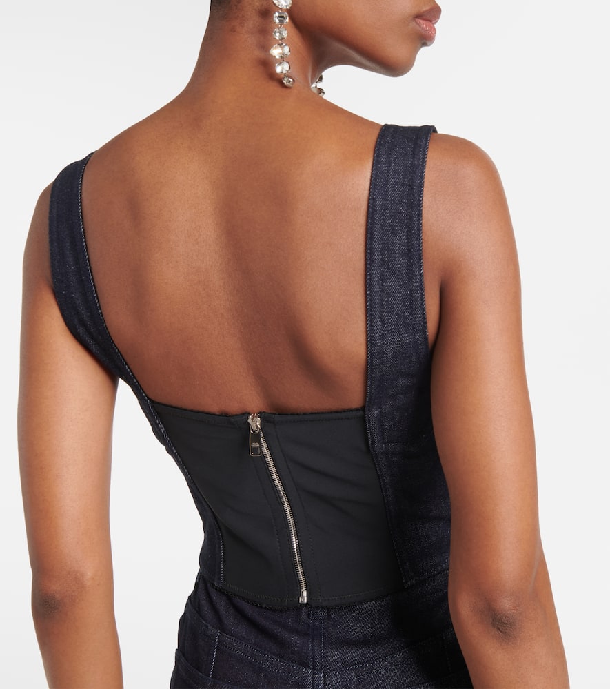 Dolce & Gabbana Dolce&gabbana Logo Plaque Denim Corset Top In Blue