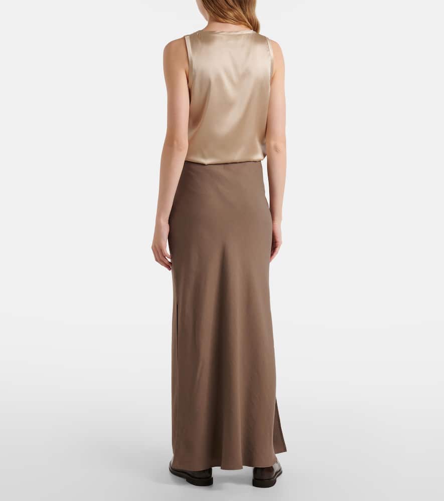Brunello Cucinelli Tweed Maxi Skirt In Brown