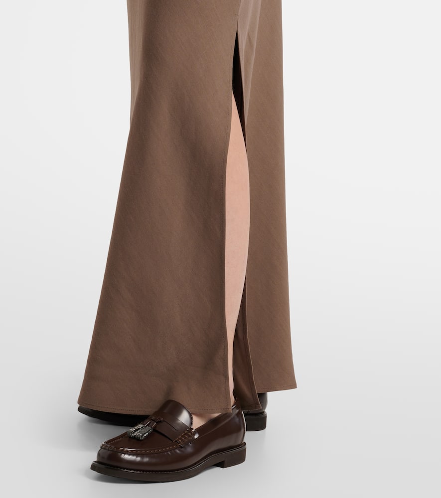 Brunello Cucinelli Tweed Maxi Skirt In Brown