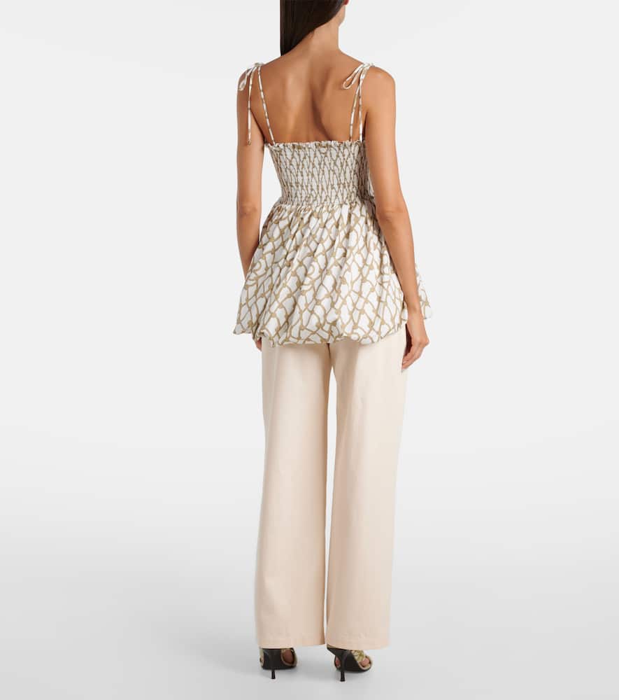 Burberry Knot Shirred Cotton Minidress