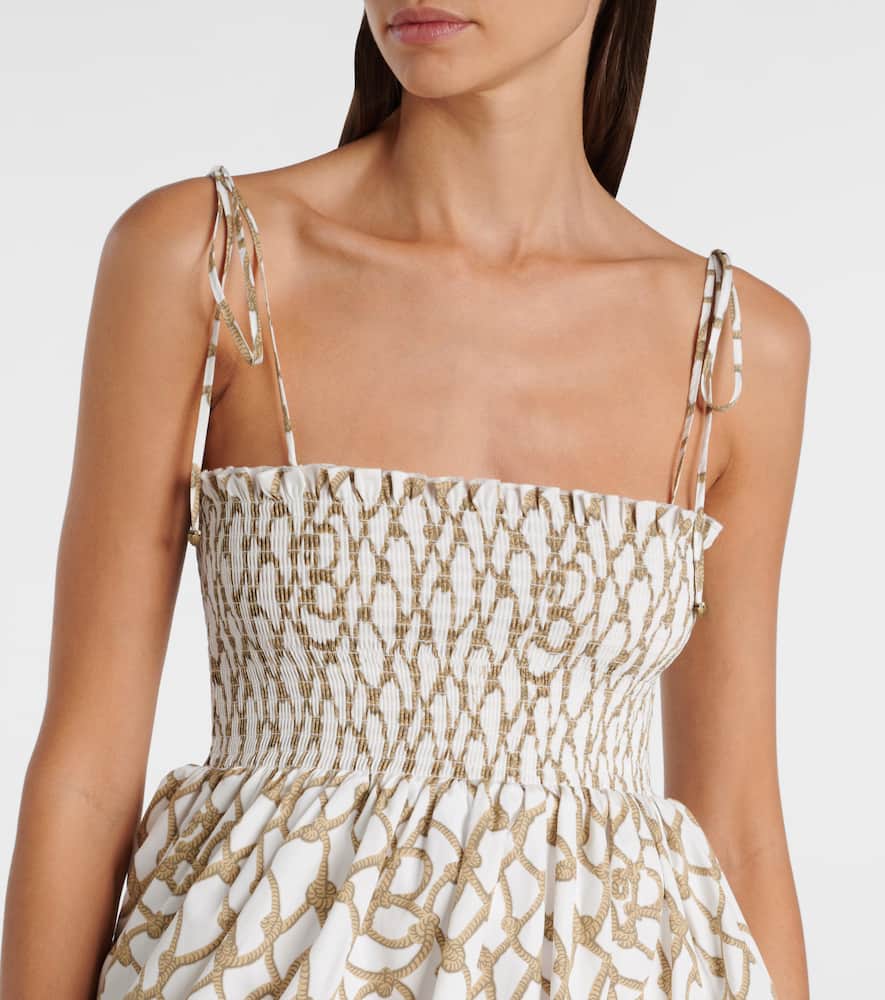 Burberry Knot Shirred Cotton Minidress