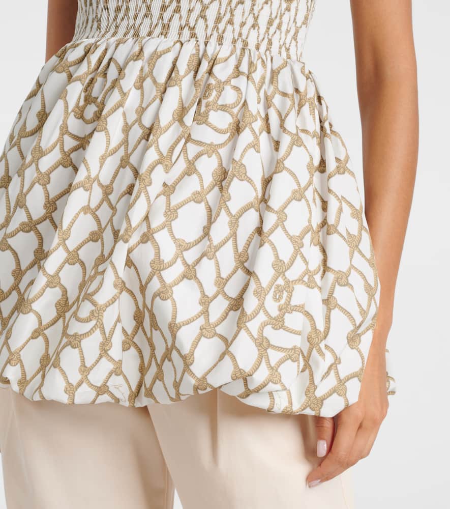 Burberry Knot Shirred Cotton Minidress