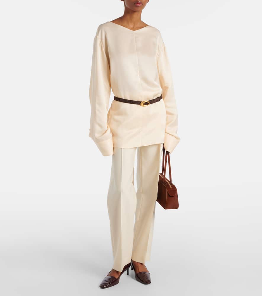 Khaite Durion Open-back Satin Top In Neutral