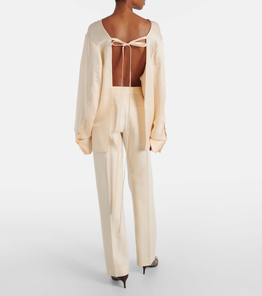 Khaite Durion Open-back Satin Top In Neutral