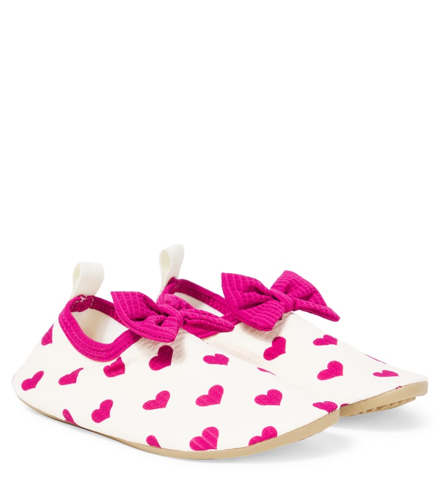 Konges Slojd Bow-detail Printed Seersucker Booties In White