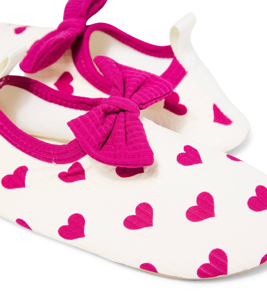 Konges Slojd Bow-detail Printed Seersucker Booties In White