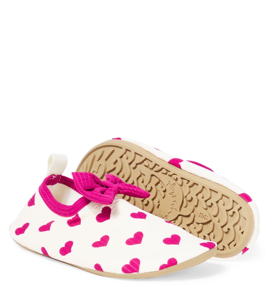 Konges Slojd Bow-detail Printed Seersucker Booties In White