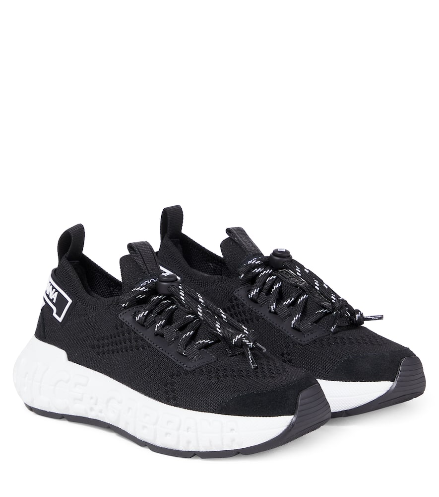 Dolce & Gabbana Mesh Lace-up Sneakers In Black