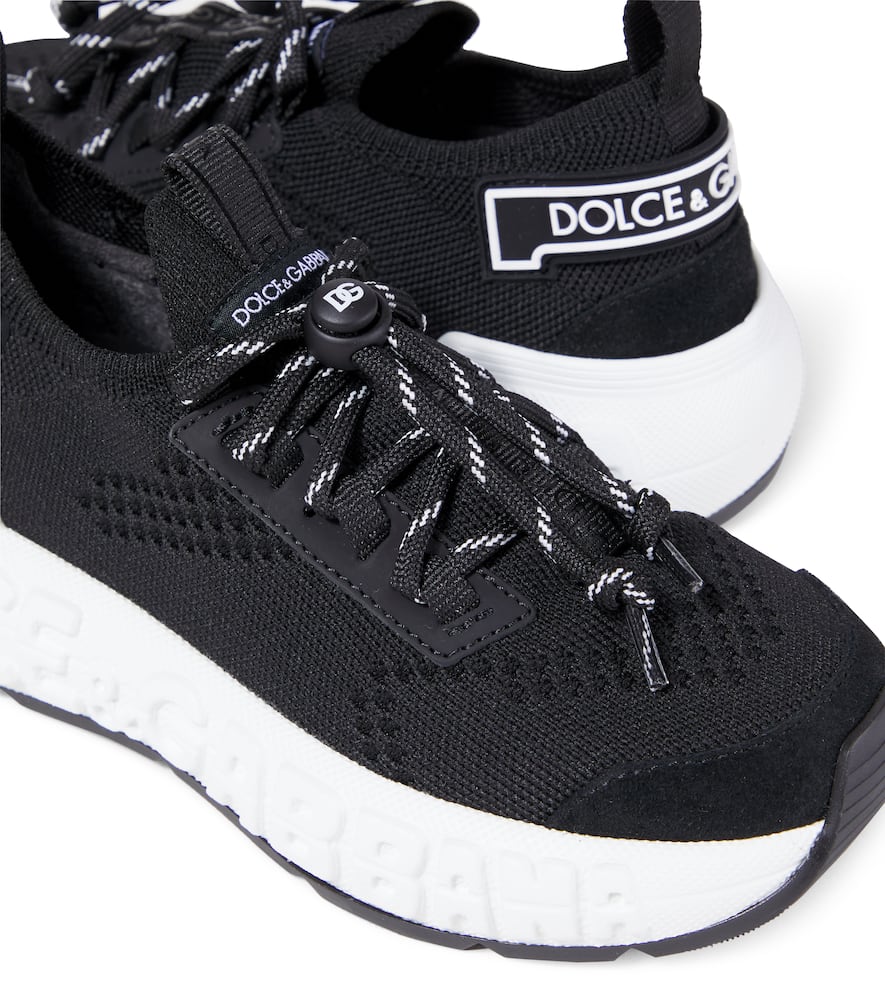 Dolce & Gabbana Mesh Lace-up Sneakers In Black