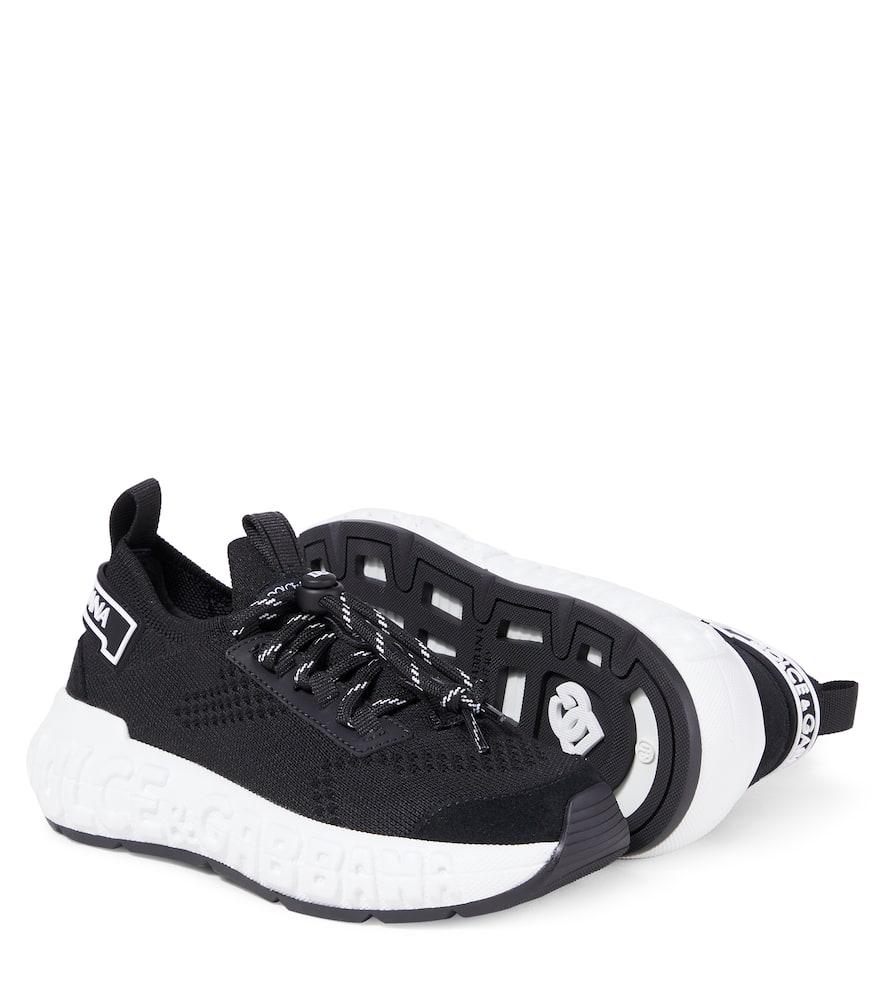 Dolce & Gabbana Mesh Lace-up Sneakers In Black