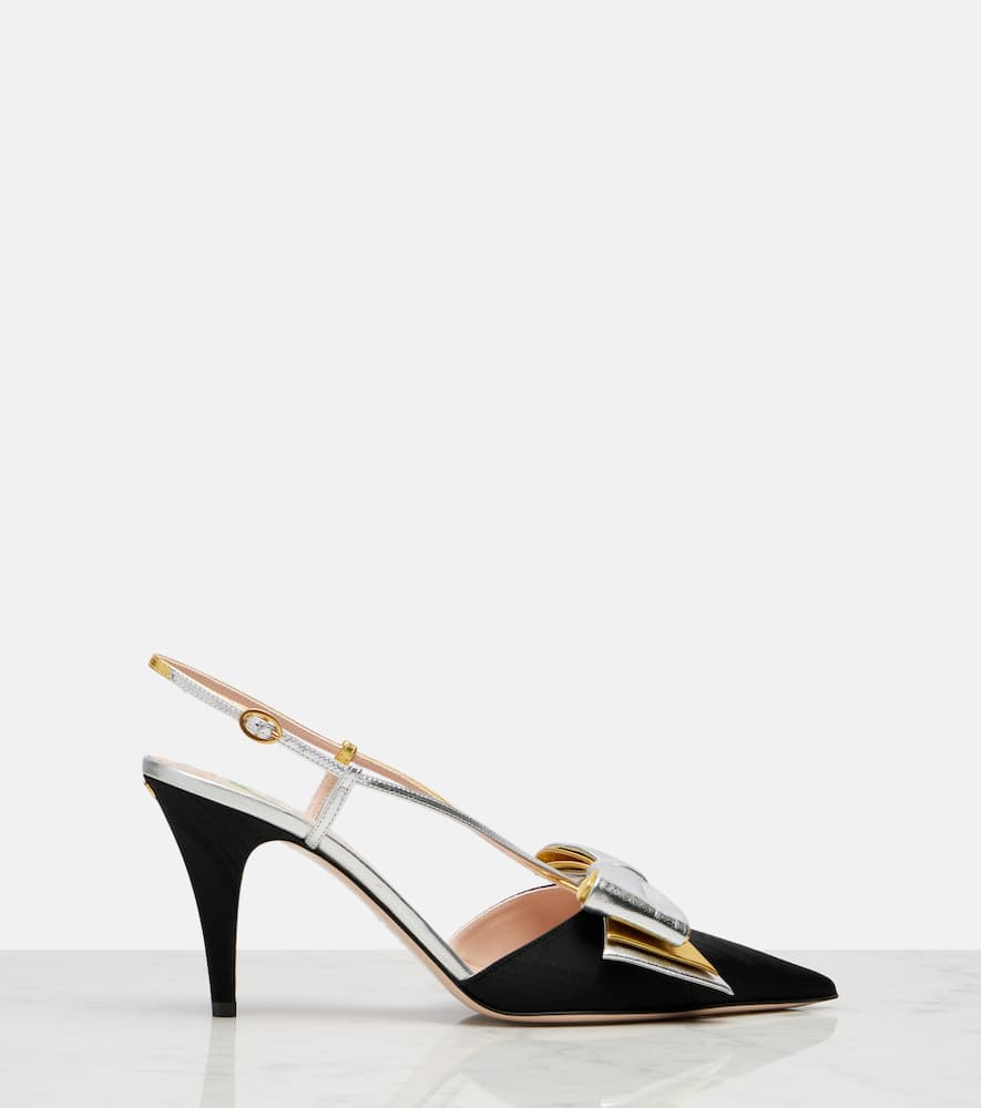 Valentino Slingback Bowow Pumps Black With Bow In Black