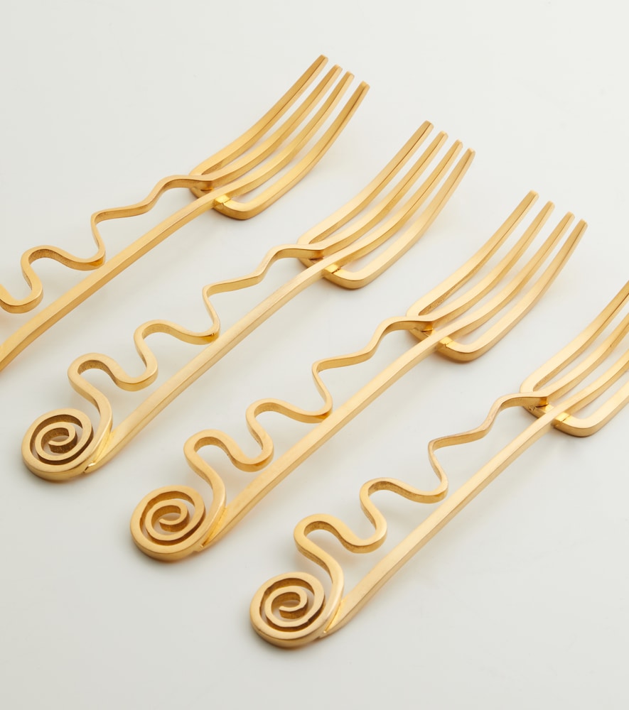  L'objet L'objet Spirale Set Of 4 Cocktail Forks 