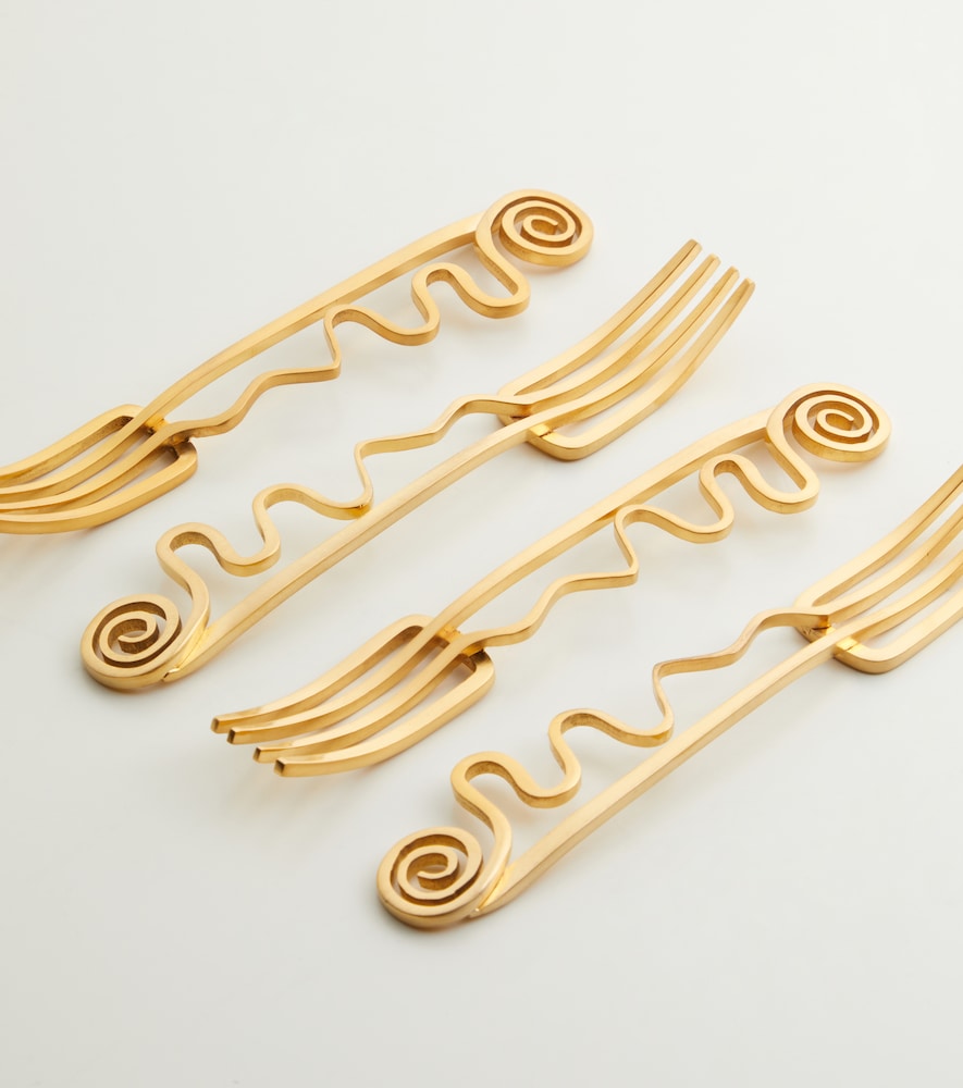  L'objet L'objet Spirale Set Of 4 Cocktail Forks 
