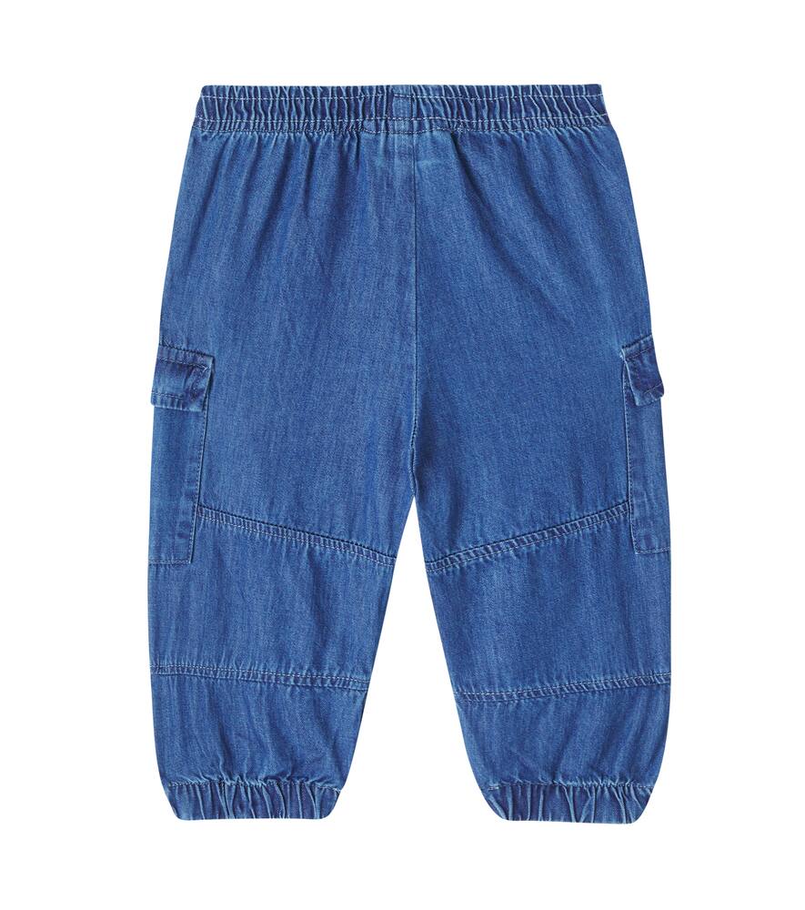 Molo Baby Sae Cotton Chambray Cargo Pants In Blue