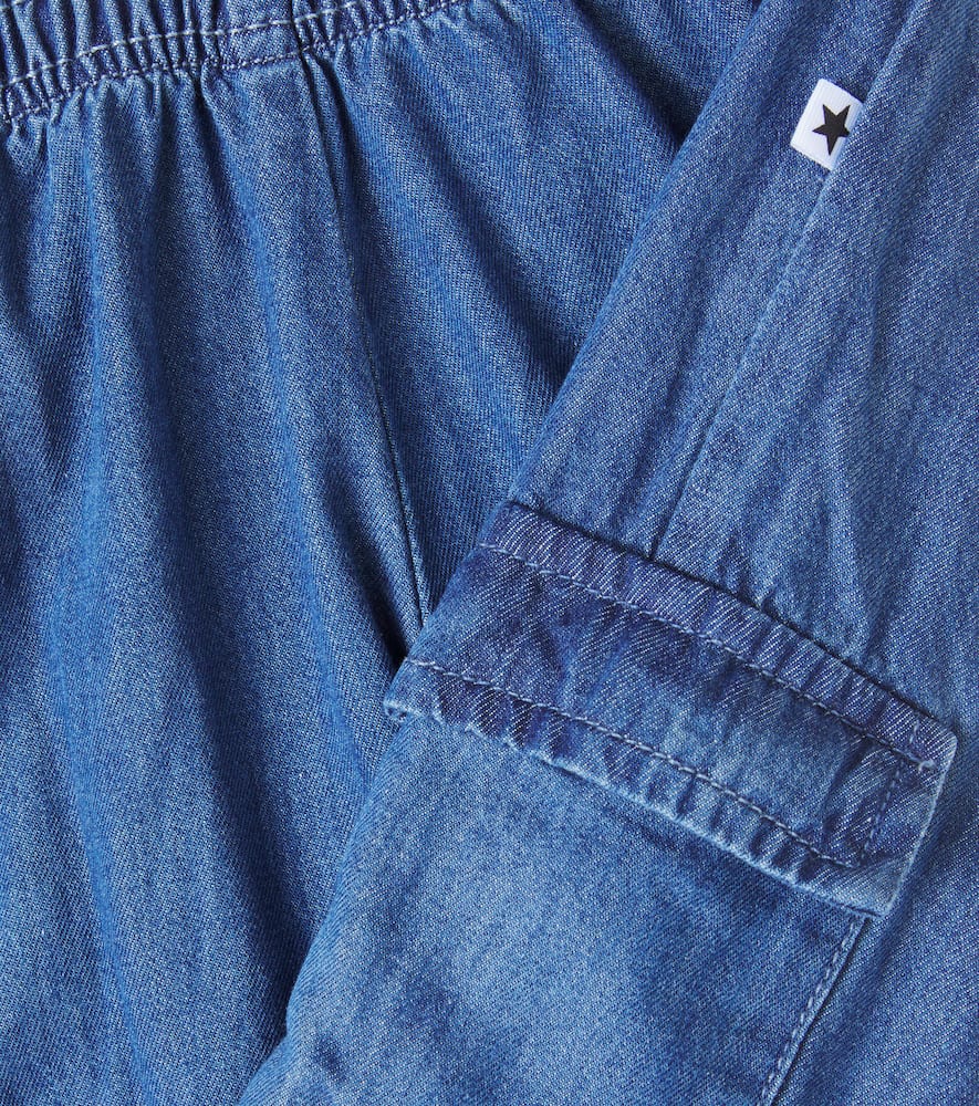 Molo Baby Sae Cotton Chambray Cargo Pants In Blue